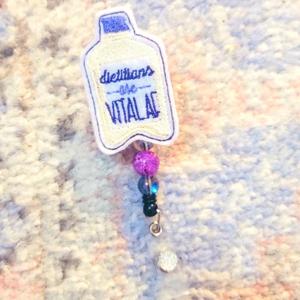 Dietician Beaded Badge Reel